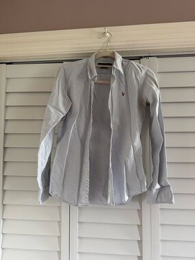Ralph Lauren Women’s Blue White Stripe Button-Down Shirt